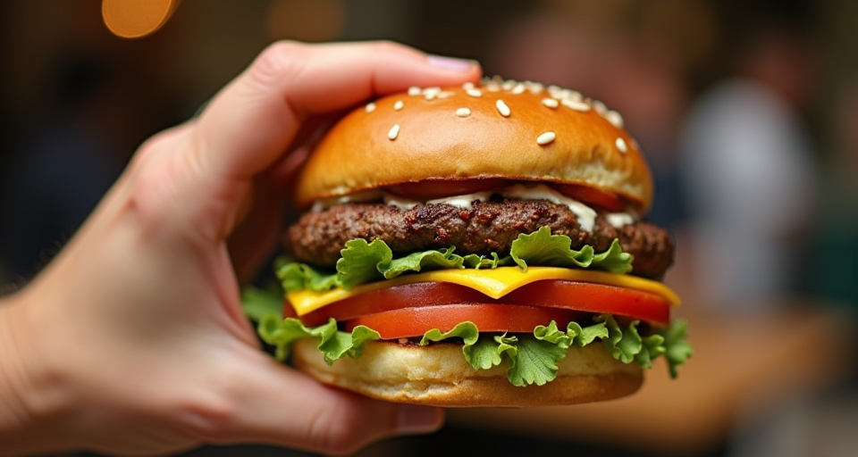 Hamburger: Lezzetin ve Keyfin Sembolü | FitMi Mobil Uygulaması Hamburger: Lezzetin ve Keyfin Sembolü - FitMi Sağlık ve Yaşam Blog Görseli